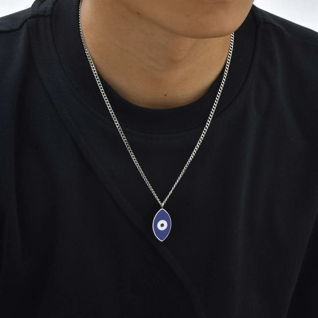 Evil Eye Pendant Necklace — Stainless Steel