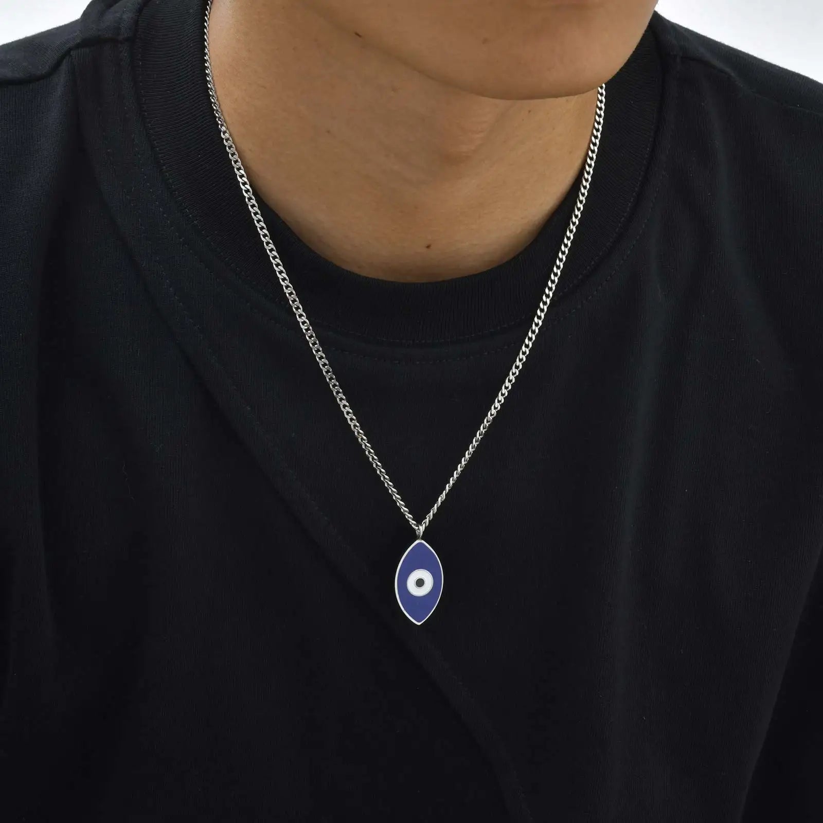 Evil Eye Pendant Necklace — Stainless Steel