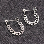 Black Steel Chain Stud Earrings Minimal