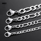Men's Stainless Steel Link Figaro Chain Necklace for Women High Quality Waterproof Choker Silver Color Jewelry