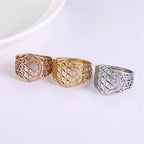 Flower of Life Hollow Geometric Filigree Ring — Stainless Steel