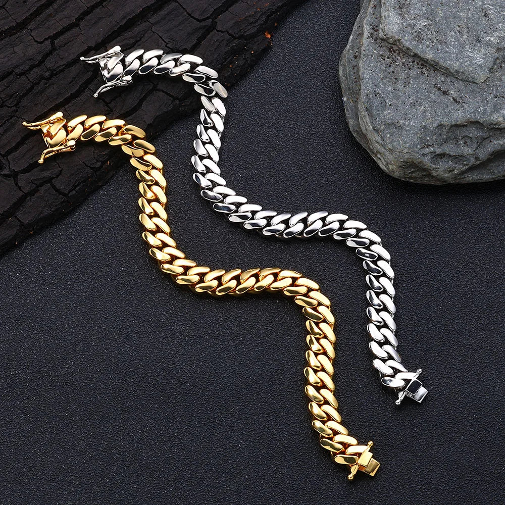 Gold Cuban Chain Necklace 10MM Smooth 18K