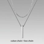 Vertical Bar Rope Cuban Chain Pendant — SS