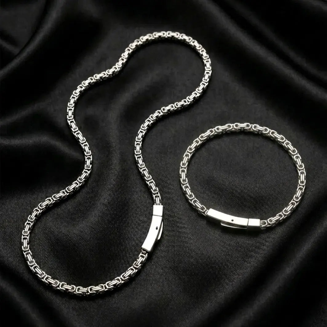 Stainless Steel Byzantine Chain Necklace for Men Minimalist Hip Hop Link Chain 4mm 5mm Silver Waterproof Neck Jewelry