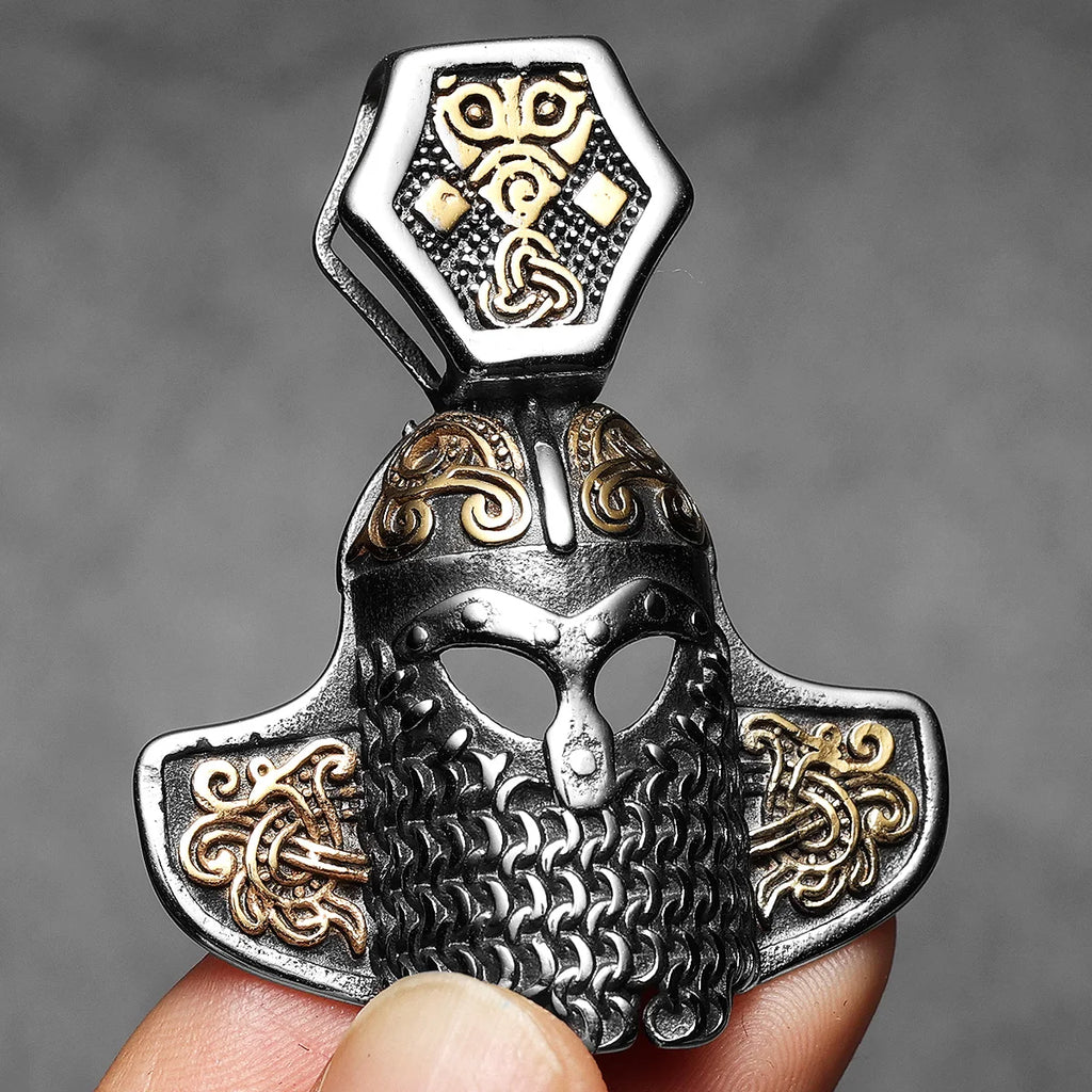 Viking Helmet Pendant Necklace — Stainless Steel