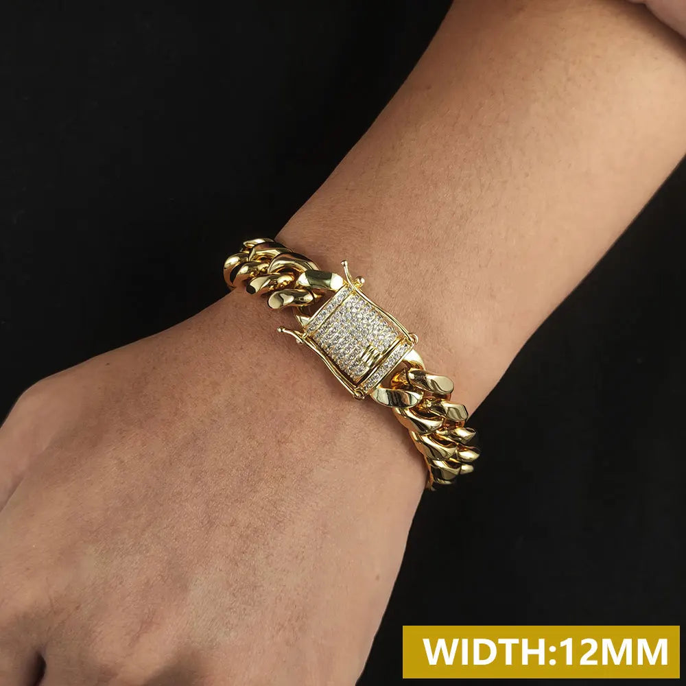 Iced Out Cuban Bracelet Stainless Steel Miami
