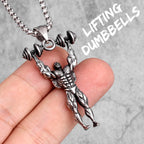 Dumbbell Fitness Pendant Necklace — Stainless Steel