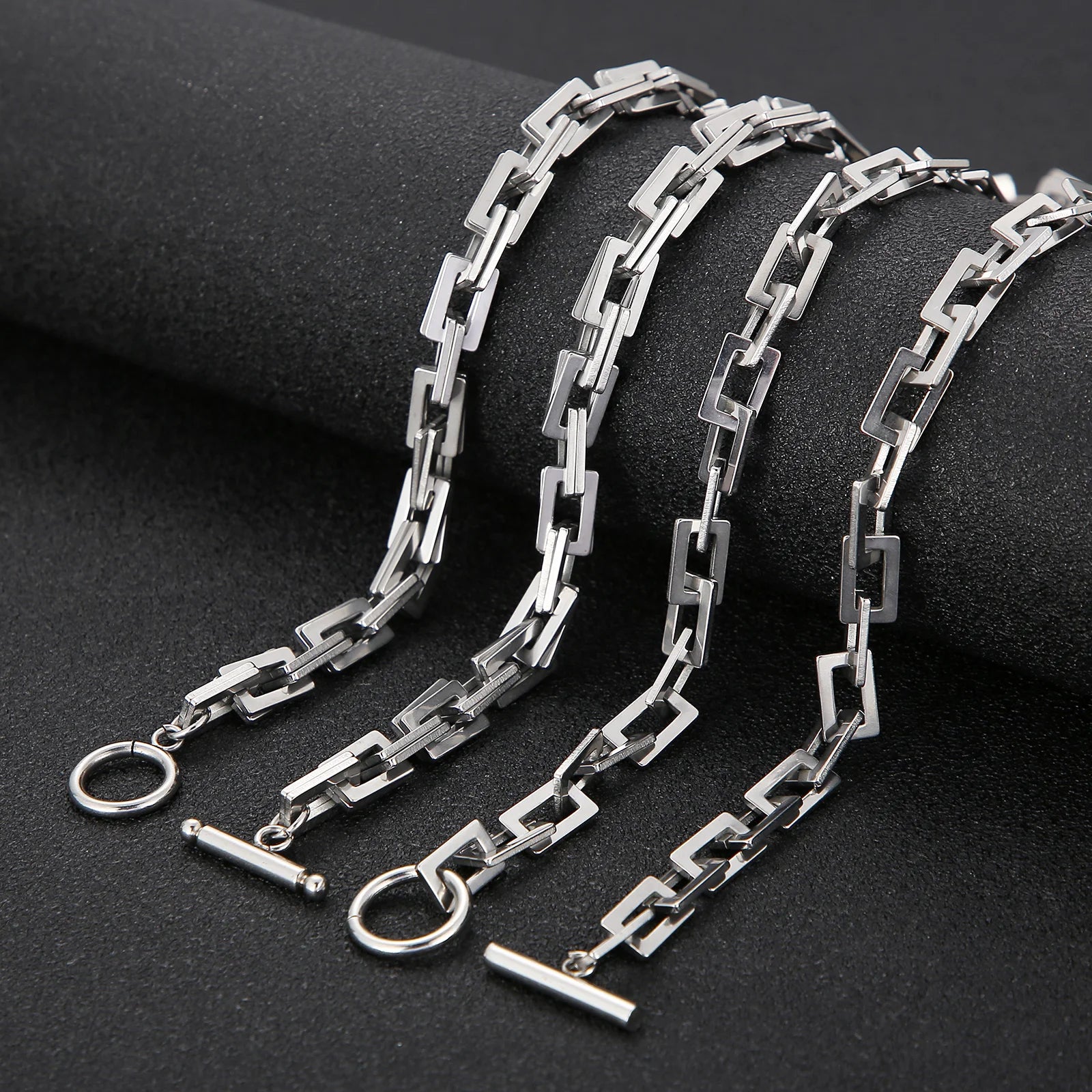 7mm Stainless Steel Chain Blade Link Chains Chokers Necklace For Mens Jewelry Silver Plated Solid Metal Fashion Jewelry