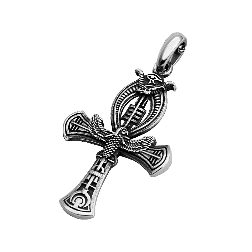 Vintage Ankh Cross Necklace Unisex 316L Stainless Steel Unique Eye Of Horus Amulet Pendant Egyptian Jewelry Gifts