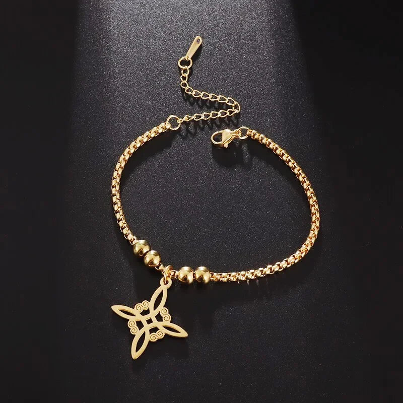 Stainless Steel Irish Celtic Trinity Knot Necklace Witch Knot Pendant Men Women Protection Amulet Jewelry Gift