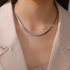 Gold Herringbone Snake Chain Necklace 5mm — Stainless Steel