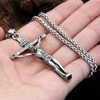 Punk Jesus Christ Cross Pendant Necklace For Men 316L Stainless Steel Fashion Religious Prayer Amulet Jewelry Gifts