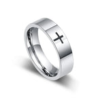 Unisex Retro Punk Style Jesus Cross Ring 6/8MM Black Silver Fashion Religious Prayer Jewelry for Men And Women Halloween Gift