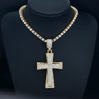 Hip Hop Mens Womens Large Cross Pendant Necklace with 4mm Tennis Chain HipHop Iced Out Bling Necklaces Fashion Charm