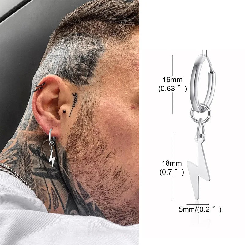 Lightning Bolt Huggie Earrings — Silver