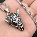 Flying Dragon Skull Six Pointed Star Necklace — Stainless Steel