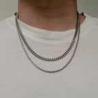 Vnox 3mm/5mm Cuban Chain Necklace for Men,Twisted Rope Links Collar,Stacked Stainless Steel Simple Basic Classic Unisex Necklace