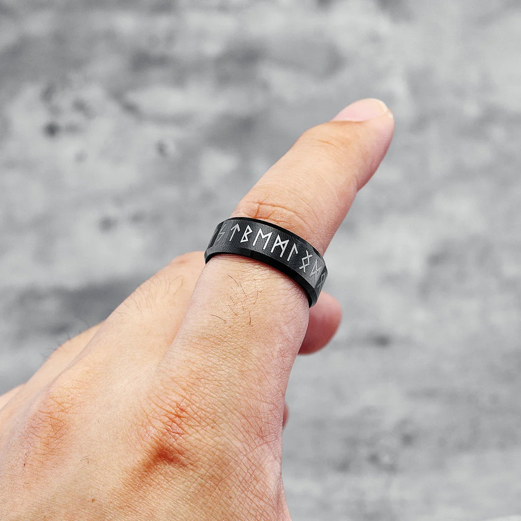 Luxury Tungsten Carbide Men Rings Viking Characters Ring The North Man Punk Rock for Rider Biker Male Boyfriend Jewelry Gift