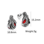 Dragon Black Earrings Punk Claw Black/red Stone
