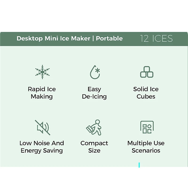 100V-230V Portable 12V Car Cube Ice Machine Mini Ice Maker Automatic Ice Making Box for Home Dormitory Office Camping