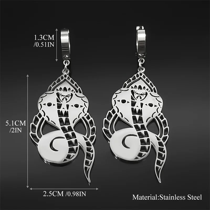 Snake Egyptian Steel Earrings Dark Cobra Gothic