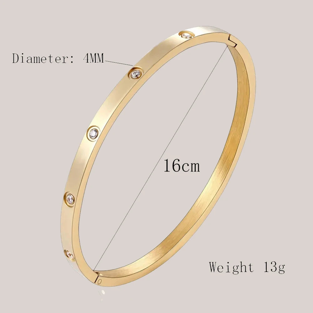 Iced Crystal Cuff Bangle Bracelet — Steel