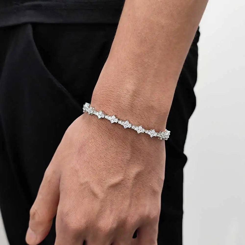 Iced Out Cross Tennis Bracelet Stainless Steel