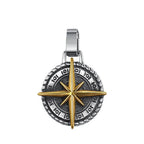 Voyager Vintage Viking Compass Pendant Necklace For Men Punk Hip Hop 316L Stainless Steel Biker Cross Necklace Jewelry