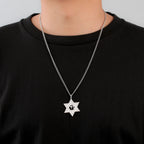 Cazador Star of David Hebrew Chai Pendant Necklaces for Women Men Stainless Steel Hexagram Choker Chain Jewish Jewelry Gifts