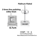 Silver Iced Out Square Stud Earrings CZ