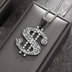Men\'s Hip Hop Iced Out Dollar Sign Money Pendant Necklace Men\'s Punk Rap Rock Party Jewelry