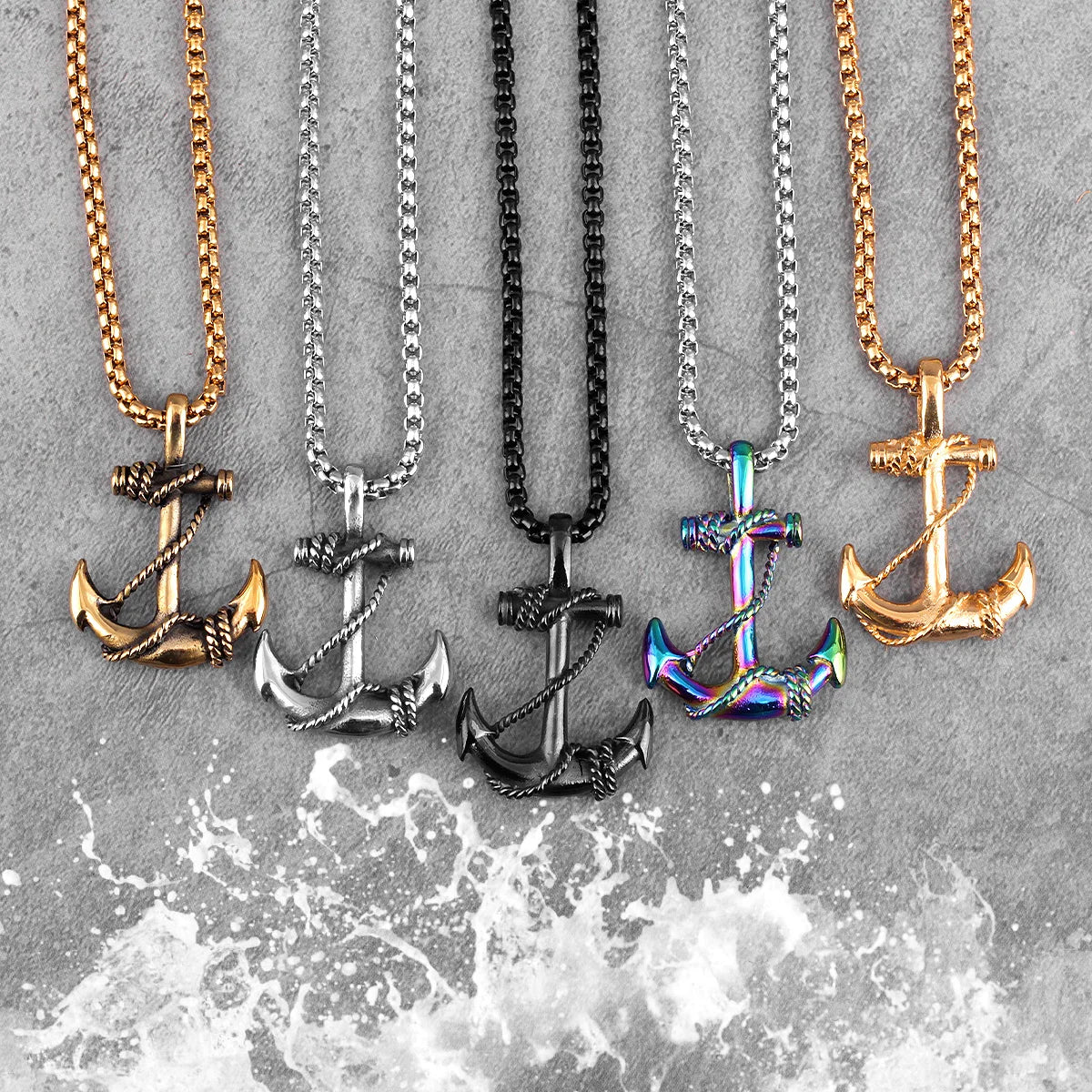 Anchor Sailor Pendant Necklace — Stainless Steel
