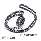Retro Lion Head Dog Tag Necklace — Stainless Steel