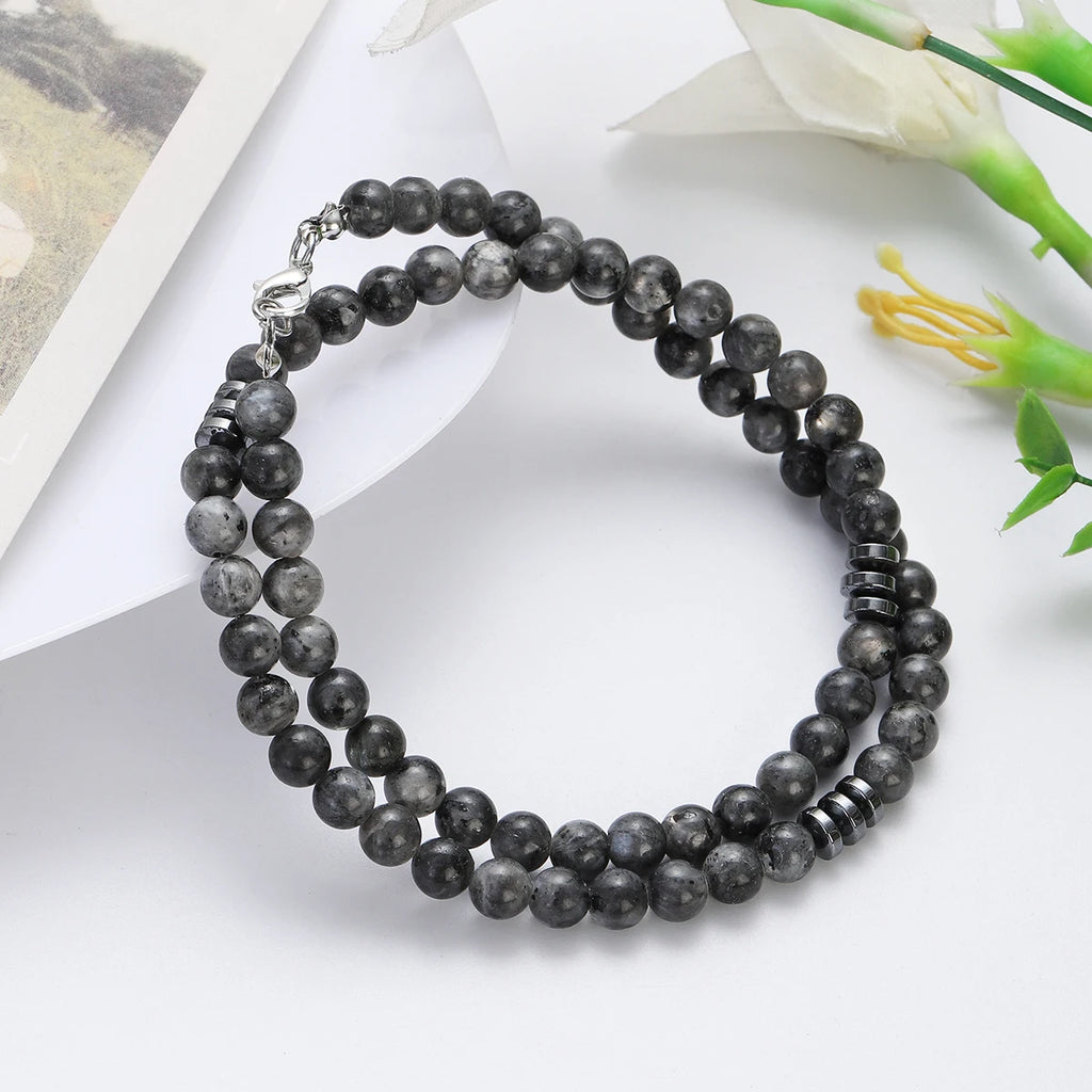 Obsidian Tiger Eye Minimalist Choker Necklace — Black-Tone, 6mm