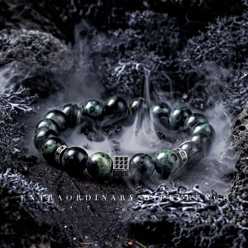 Block Volcanic Lava Stone Bracelet Men Black Classic Matte Obisidian Labradorite Bead Jewelry Women Birthday Gift for
