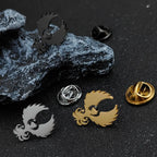 Stylish and simple animal badge, gold-plated stainless steel lion collar pin, phoenix men's collar pin, pterosaur brooch