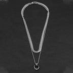 Interlocking Ring Herringbone Cuban Necklace — Stainless Steel