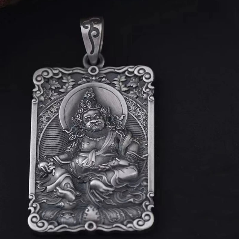Retro Relief Yellow Jambhala Pendnat Necklace For Men Jewelry Good Luck Wealth Buddha Amulet Male Choker Accessories