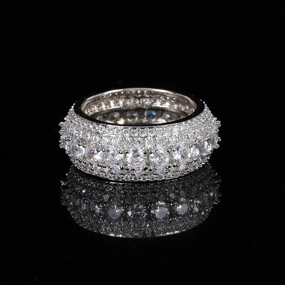 Cuban Ring Iced Out Stainless Steel 5-Row