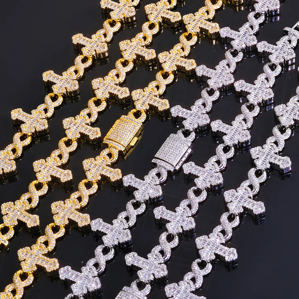 Iced Out Cross Cuban Chain Necklace Infinity CZ