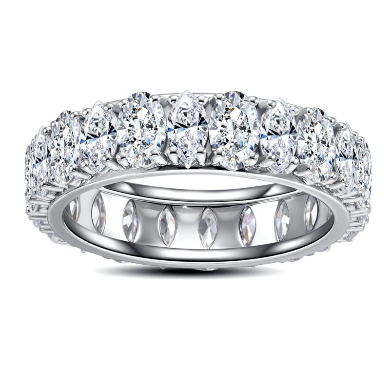 Iced Out Wedding Band Ring — 925 Silver