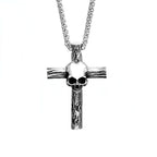 Gothic Stainless Steel Skull Cross Pendant Necklace For Men Women Fashion Punk Hip Hop Simple Necklaces Party Jewelry