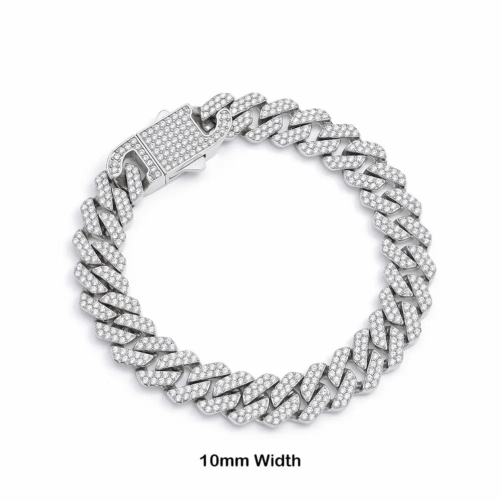 Iced Out Miami Cuban Chain Bracelet — Stainless Steel