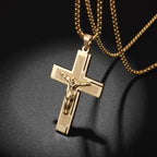 Vintage Christian Ice Crystal Jesus Head Pendant Necklace for Men and Women Cross Catholic Amulet Jewelry