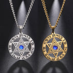 Jeshayuan Star Of David Pendant Necklace With Rhinestone Stainless Steel Hebrew Letter Jewish Talisman Jewelry Necklace
