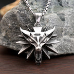 Fashion Vintage Viking Wolf Head Pendant Necklace Mens Punk Biker Stainless Steel Geralt of Rivia Slavic Necklaces