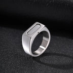 Rotatable Stainless Steel Spinner Ring for Men, Geometric Square Fidget Band Silver Color Daily Wear Jewelry Gift Size