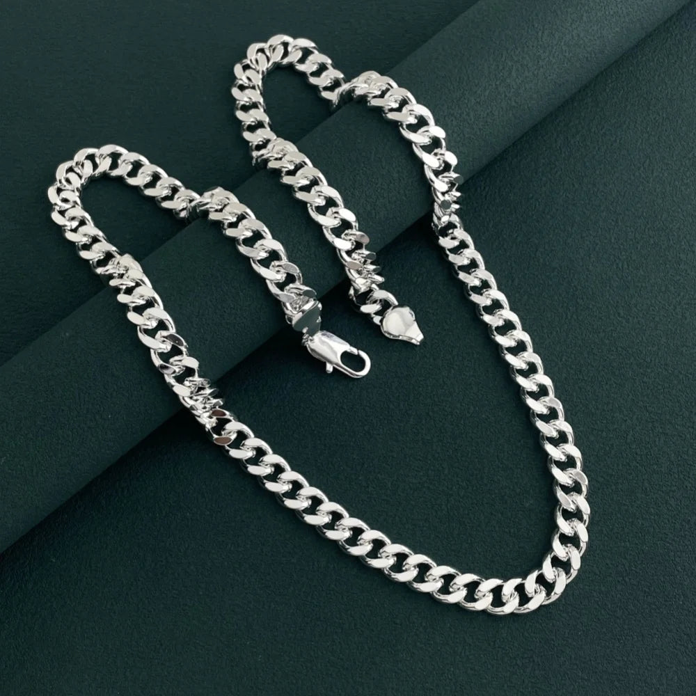 Andara 925 Sterling Silver Gold Plated 8mm Cuban Side Chain Necklace Mens Favorite Accessories Jewelry Gift