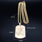 SAINT MICHAEL Archangel Pendant Necklace For Women Men Stainless Steel Dog Tag Metal Shape Necklaces Religious Jewelry