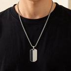 Men's Stylish Dog Tag Pendant Necklace, Stainless Steel Geometric Dog Tag Necklace, Fashion Casual Jewelry Gifts for